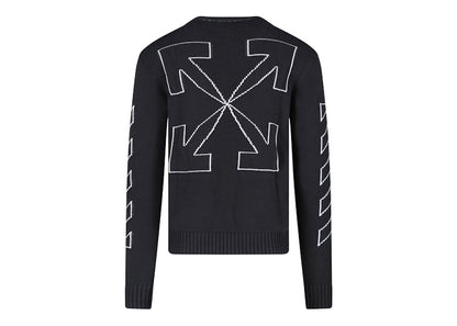 OFF-WHITE Arrow Outline Print Crewneck Knit Sweater Black