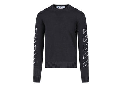 OFF-WHITE Arrow Outline Print Crewneck Knit Sweater Black