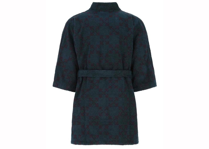 OFF-WHITE Arrow Pattern Dark Irish Aubergine Bathrobe Green