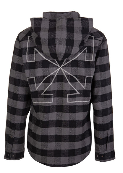 OFF-WHITE Arrows Check Hoodie Shirt Grey Black