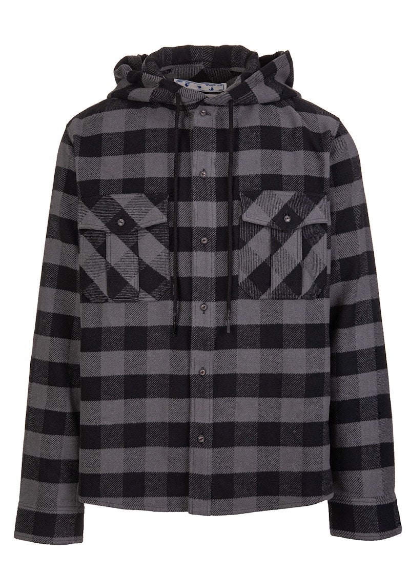 OFF-WHITE Arrows Check Hoodie Shirt Grey Black