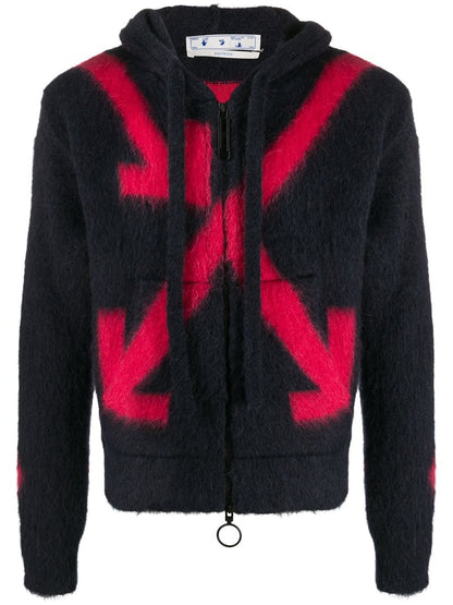 OFF-WHITE Arrows Fuzzy Hoodie Dark Grey/Red