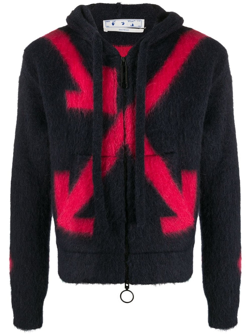 OFF-WHITE Arrows Fuzzy Hoodie Dark Grey/Red