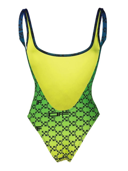 OFF-WHITE Arrows Gradient One Piece Swimsuit Green/Yellow