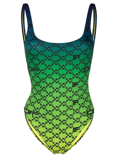 OFF-WHITE Arrows Gradient One Piece Swimsuit Green/Yellow