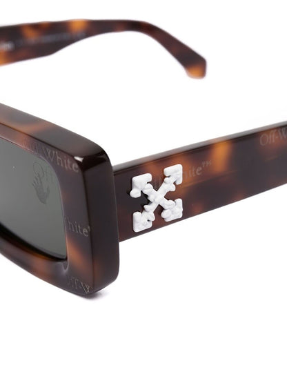 OFF-WHITE Arthur Square Frame Sunglasses Havana Brown/White/Grey (OWRI023R21PLA0016001)