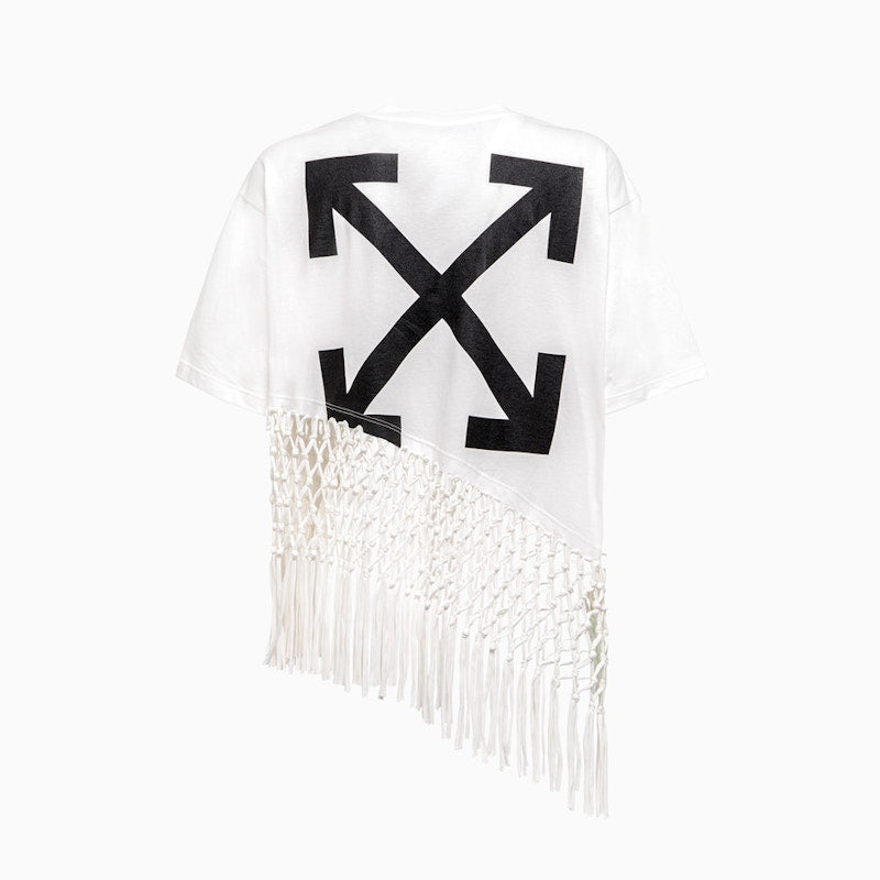 OFF-WHITE Asymmetric Arrows Fringe T-shirt White/Black