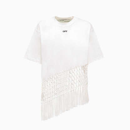OFF-WHITE Asymmetric Arrows Fringe T-shirt White/Black