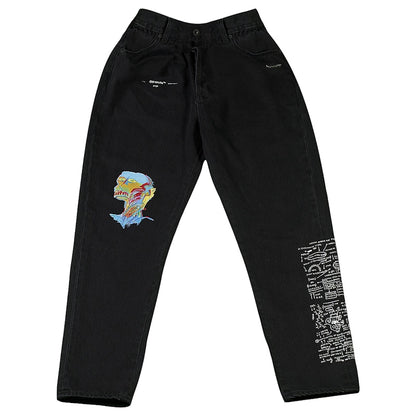 OFF-WHITE Basquiat Low Crotch Denim Jeans Black/Multicolor