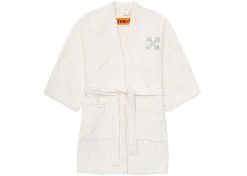 OFF-WHITE "Home" Bathrobe White/Ice Grey