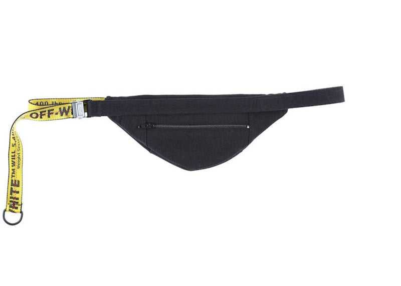 OFF-WHITE Belt Bag Denim Black Stitching Vintage Black Yellow