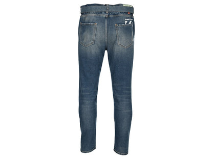 OFF-WHITE Belted Low Crotch Slim Fit Denim Jeans Medium Blue/White
