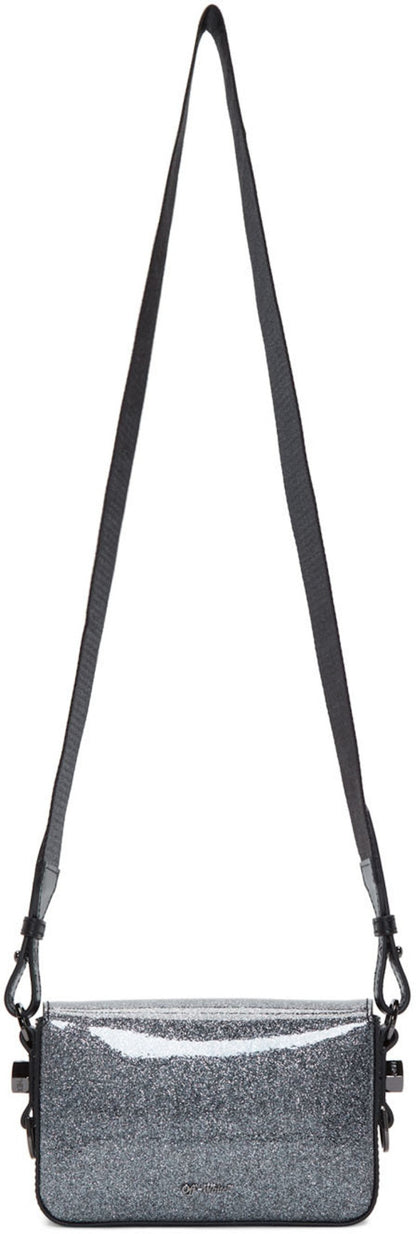 OFF-WHITE Binder Clip Bag Glitter Mini Silver