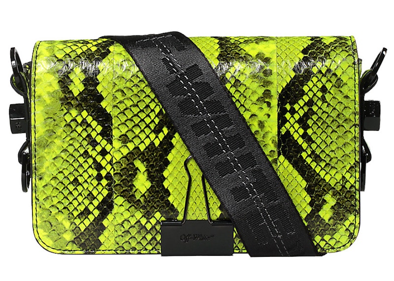 OFF-WHITE Binder Clip Bag Python Mini Fluo Yellow