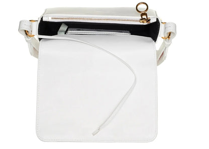 OFF-WHITE Binder Clip Flap Bag Metallic Diagonal Stripe Mini White/Gold
