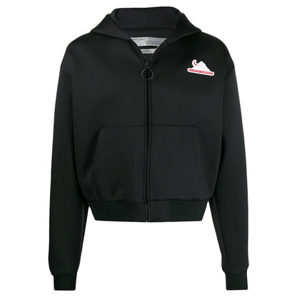 OFF-WHITE Black Hooded Scuba Zip Up Hoodie Black/Black