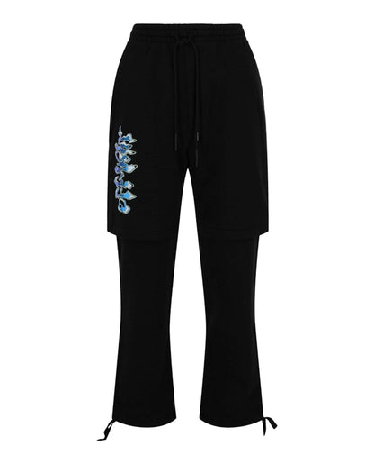 OFF-WHITE Blue 90's Liquid Double Sweatpants Black