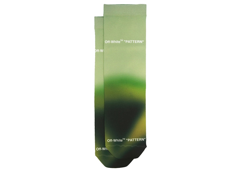 OFF-WHITE Blurred Logo Crew Socks Green/White