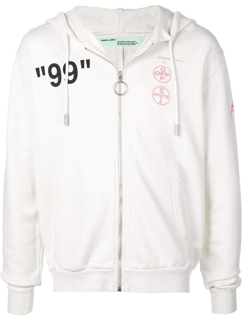 OFF-WHITE Boat Print Zip Up Hoodie White/Multicolor