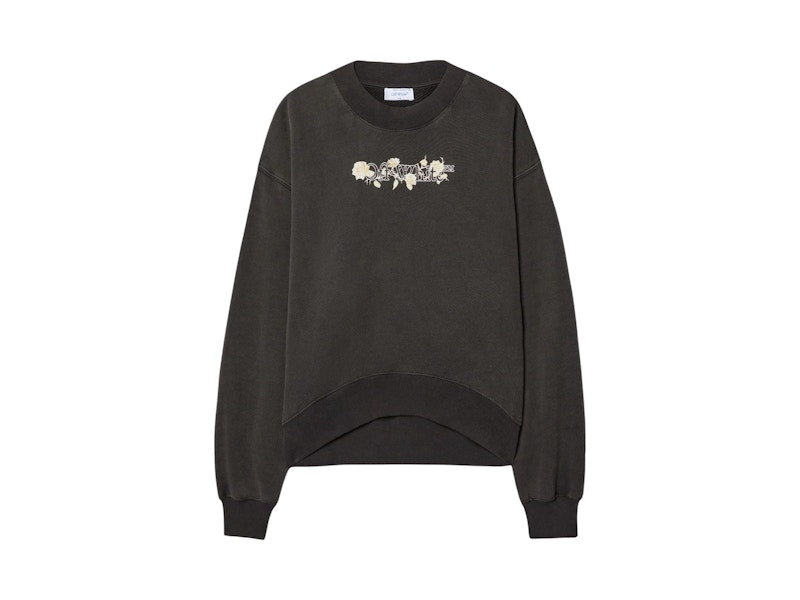 OFF-WHITE Bookish Roses Over Crew Sweatshirt Washed Black