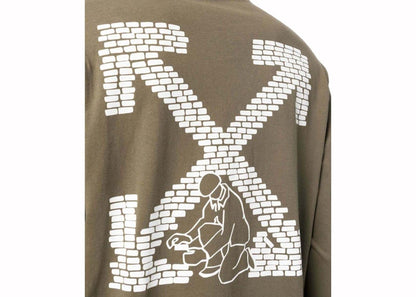 OFF-WHITE Bricks Skate Long Sleeve T-Shirt Army Green/White