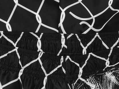 OFF-WHITE Broken Fence Swim Shorts Black/White