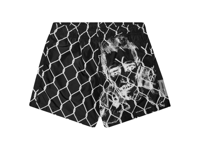 OFF-WHITE Broken Fence Swim Shorts Black/White