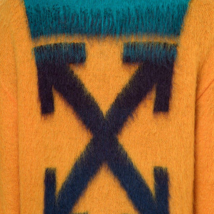 OFF-WHITE Brushed Arrows Mohair Zip Up Hoodie Orange/Multicolor