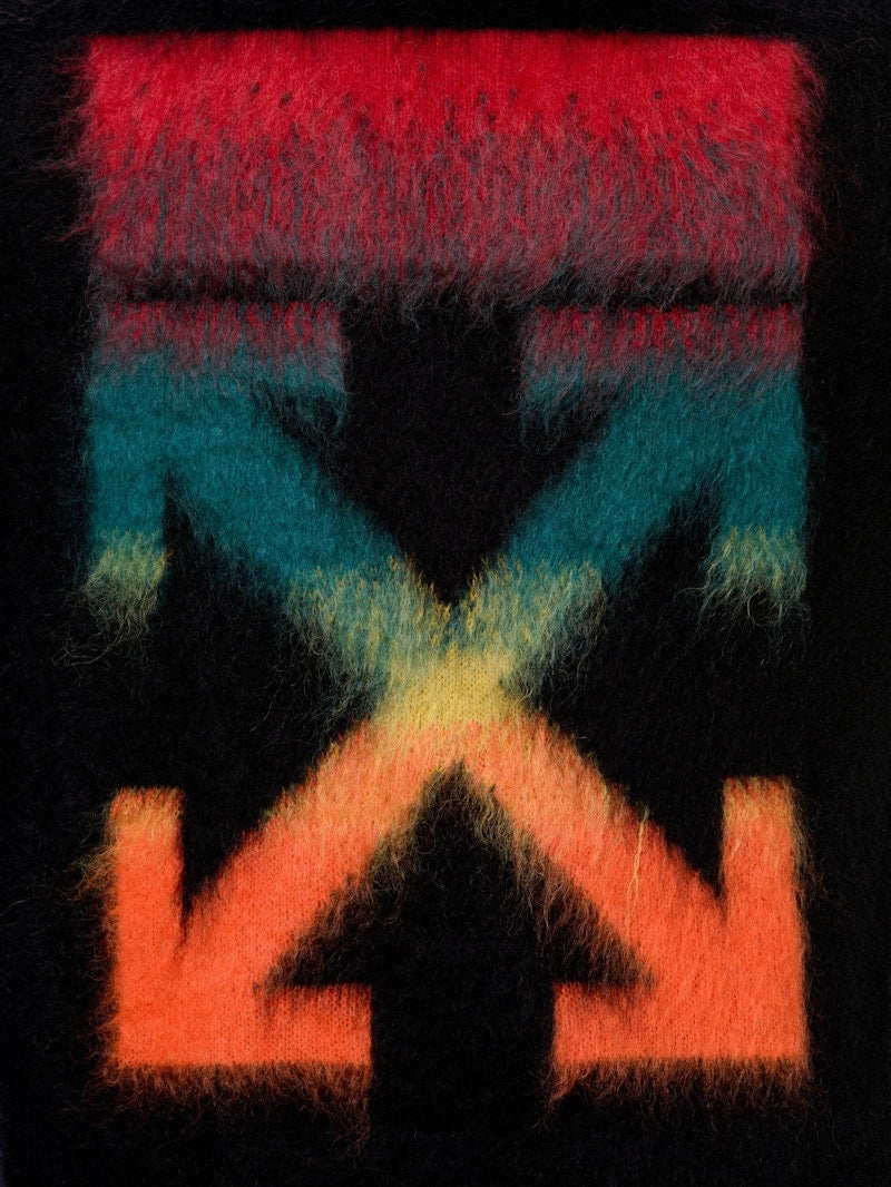 OFF-WHITE Brushed Mohair Diag Arrows Logo Knit Sweater Black/Rainbow