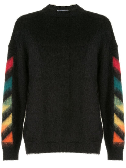 OFF-WHITE Brushed Mohair Diag Arrows Logo Knit Sweater Black/Rainbow