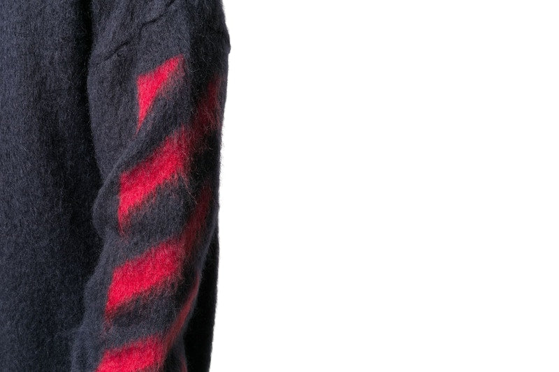 OFF-WHITE Brushed Mohair Diag Arrows Logo Knit Sweater Dark Grey/Red