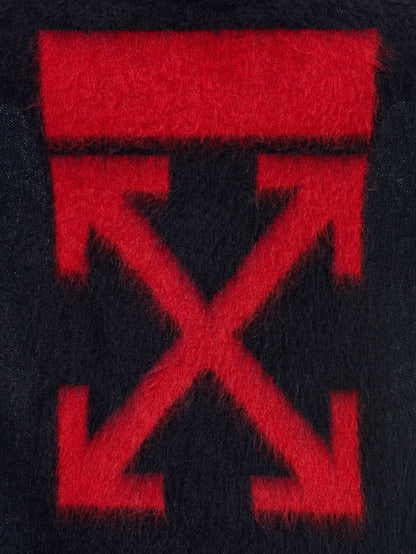OFF-WHITE Brushed Mohair Diag Arrows Logo Knit Sweater Dark Grey/Red
