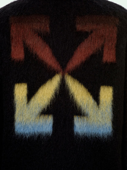 OFF-WHITE Brushed Mohair Diag Stencil Arrows Knit Sweater Black/Rainbow