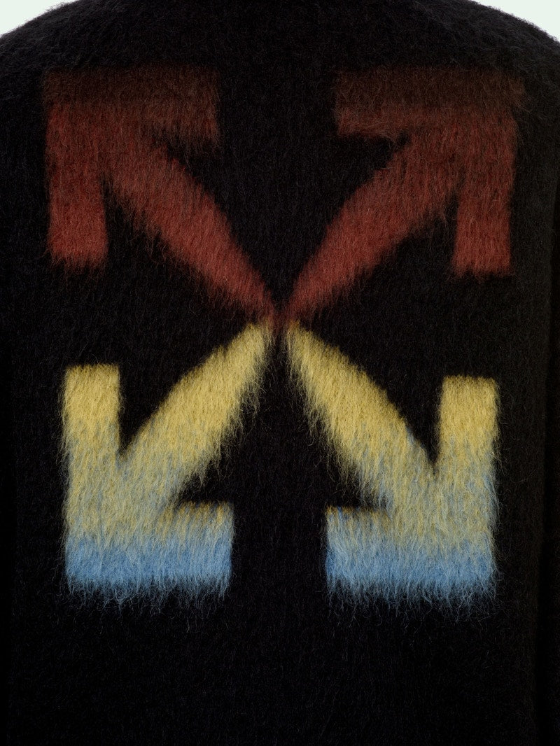 OFF-WHITE Brushed Mohair Diag Stencil Arrows Knit Sweater Black/Rainbow