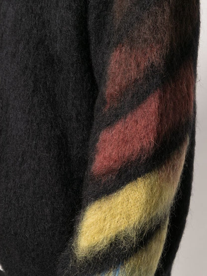 OFF-WHITE Brushed Mohair Diag Stencil Arrows Knit Sweater Black/Rainbow