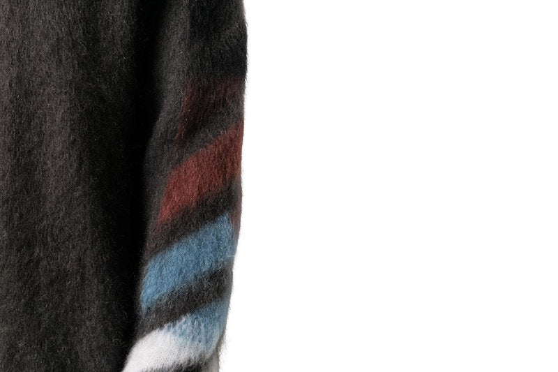 OFF-WHITE Brushed Mohair Diag Stencil Arrows Knit Sweater Grey/Rainbow