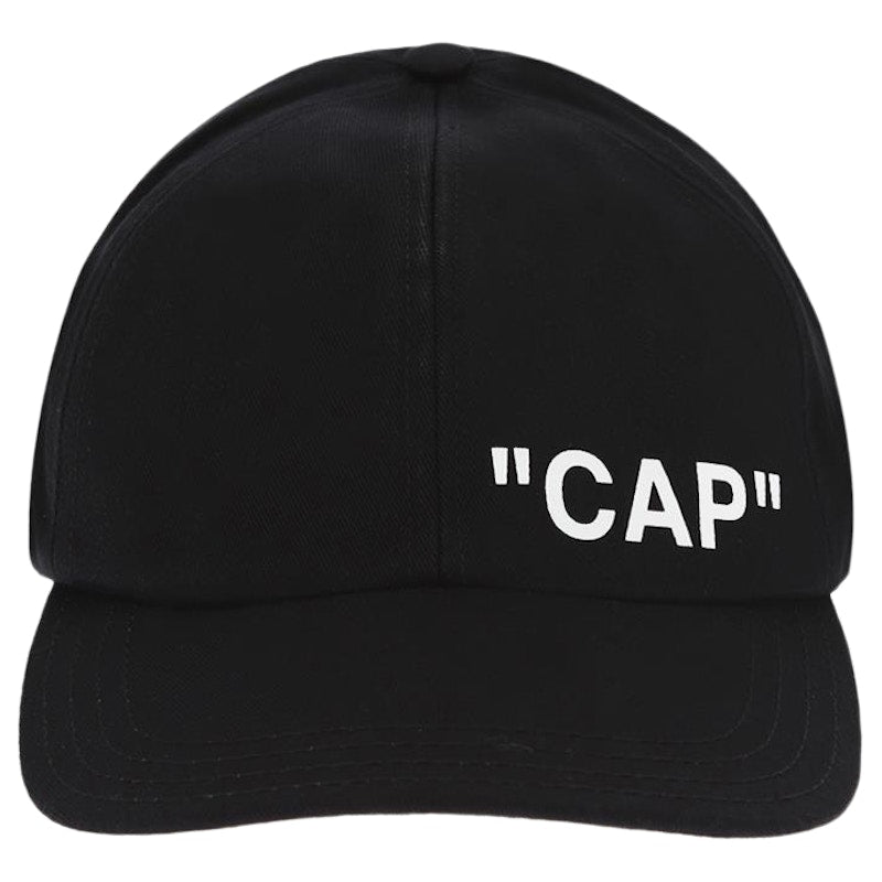 OFF-WHITE "CAP" Quote Hat Black/White