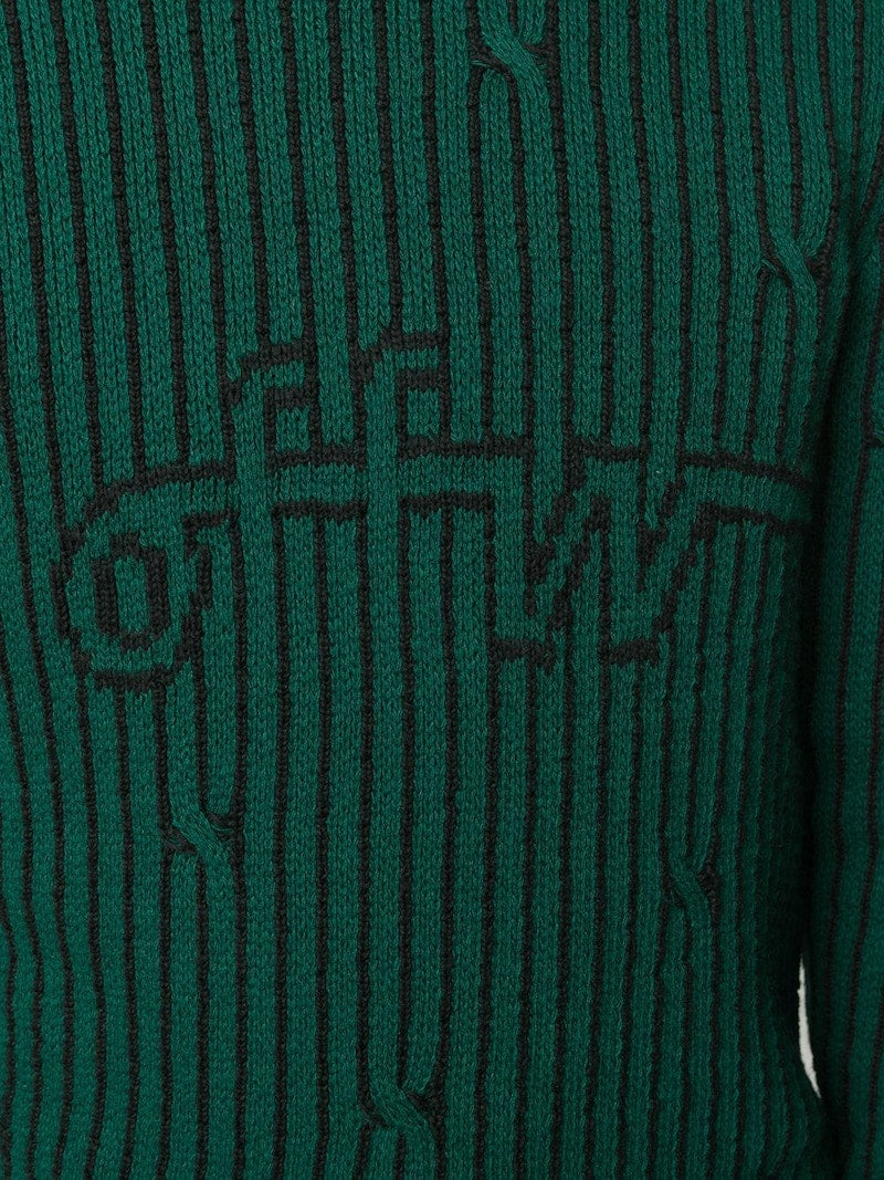 OFF-WHITE Cables Knit Sweater Dark Green