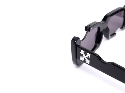 OFF-WHITE Cady Cut-Out Rectangular Frame Sunglasses Black/White/Grey (SS22) (OERI006C99PLA0011007)