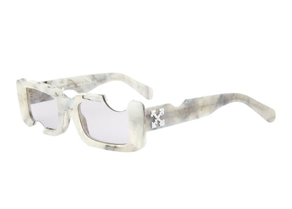 OFF-WHITE Cady Rectangular Frame Sunglasses Light Grey Marble/Grey (OERI006Y21PLA0010505)