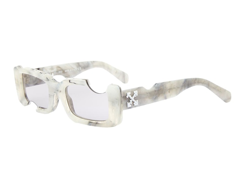 OFF-WHITE Cady Rectangular Frame Sunglasses Light Grey Marble/Grey (OERI006Y21PLA0010505)