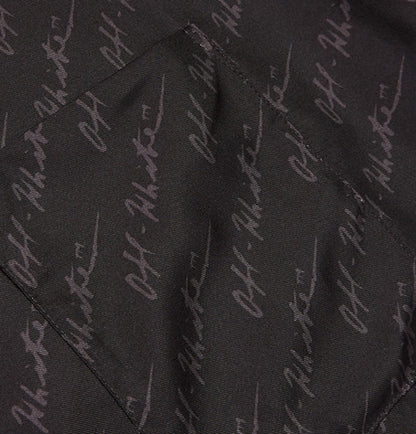 OFF-WHITE Camp Collar Logo Print Silk Shirt Black/Grey