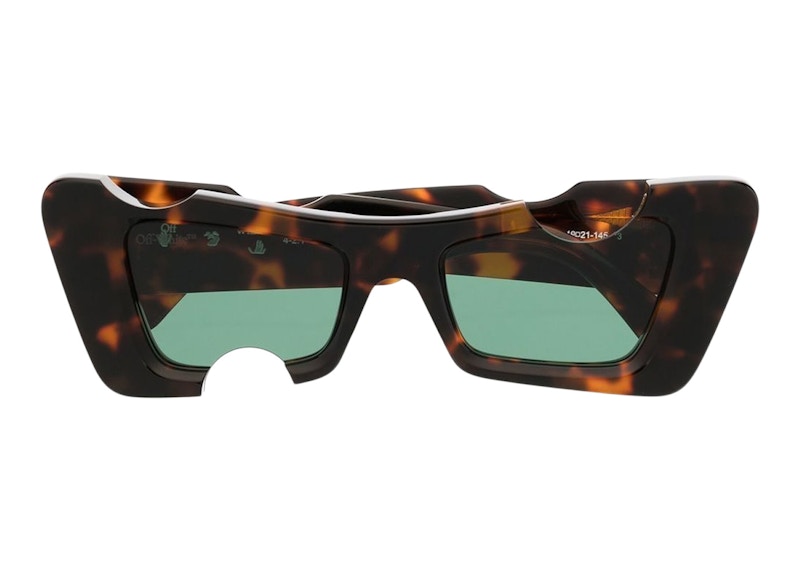 OFF-WHITE Cannes Cut-Out Cat-Eye Sunglasses Tortoiseshell/Green