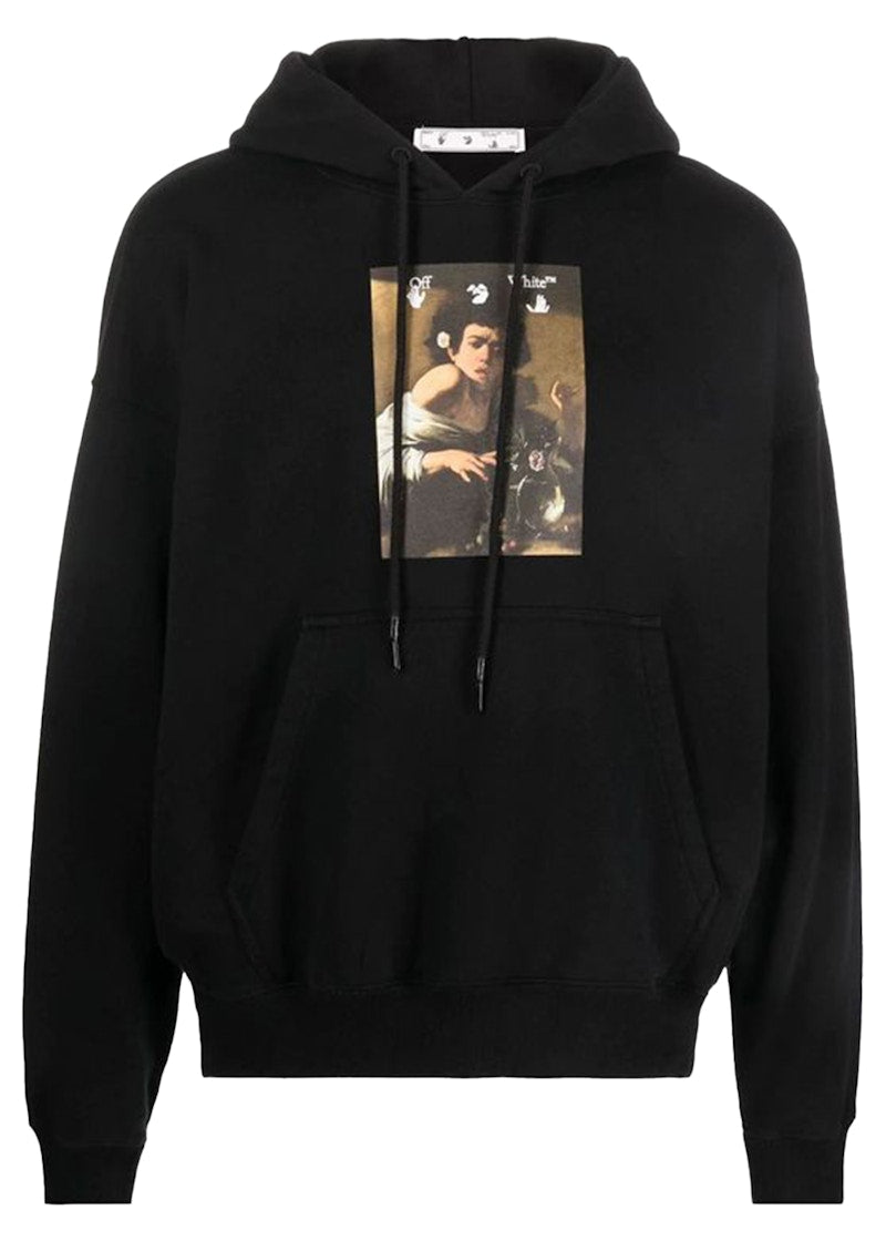 OFF-WHITE Caravaggio Boy Bitten By A Lizard Hoodie Black