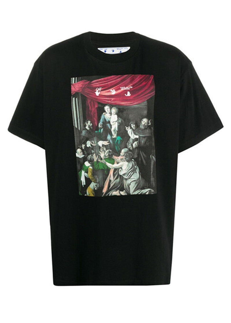 OFF-WHITE Caravaggio Madonna Of The Rosary Painting Oversized T-Shirt Black