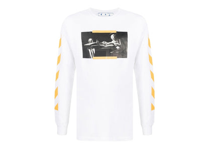 OFF-WHITE Caravaggio Saint Jerome Writing Print Longsleeve T-Shirt White/Yellow/Black