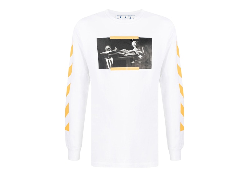 OFF-WHITE Caravaggio Saint Jerome Writing Print Longsleeve T-Shirt White/Yellow/Black