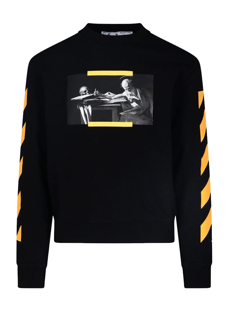 OFF-WHITE Caravaggio Saint Jerome Writing Print Sweatshirt Black Yellow