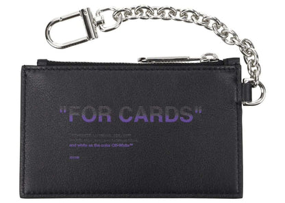 OFF-WHITE Card Case Quote Key Ring Black/Violet