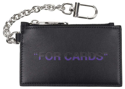 OFF-WHITE Card Case Quote Key Ring Black/Violet